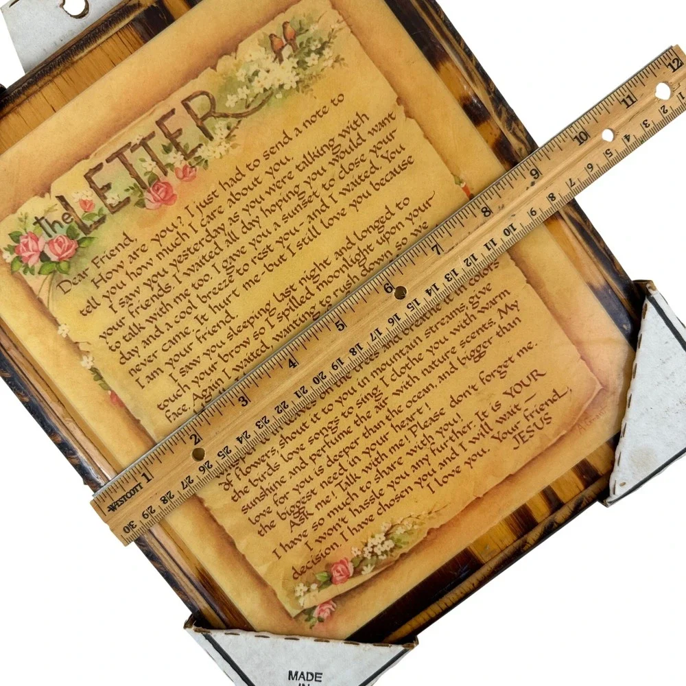 Vintage‎ The Letter Jesus Religious Wood Plaque Wall Art 8x10 USA Inspirational
